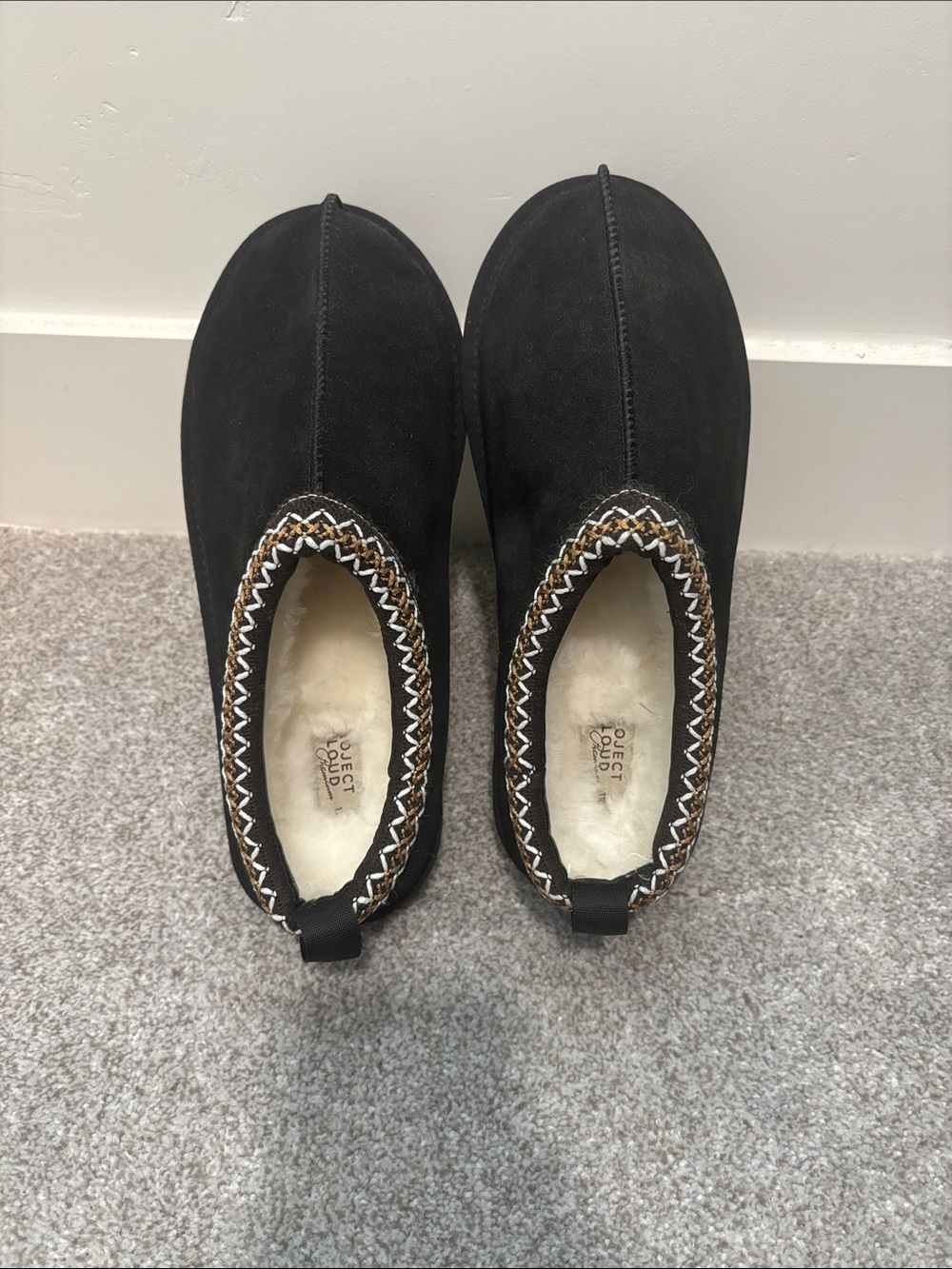 Cozy Black Suede Slip-On Slippers